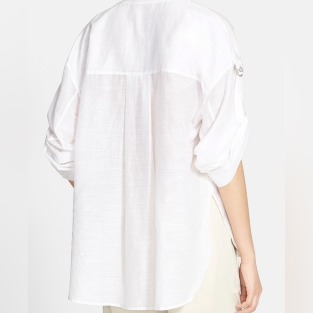 Helmut Lang Oversized, Silk Blend, Roll Tab Sleeve Shirt View 2